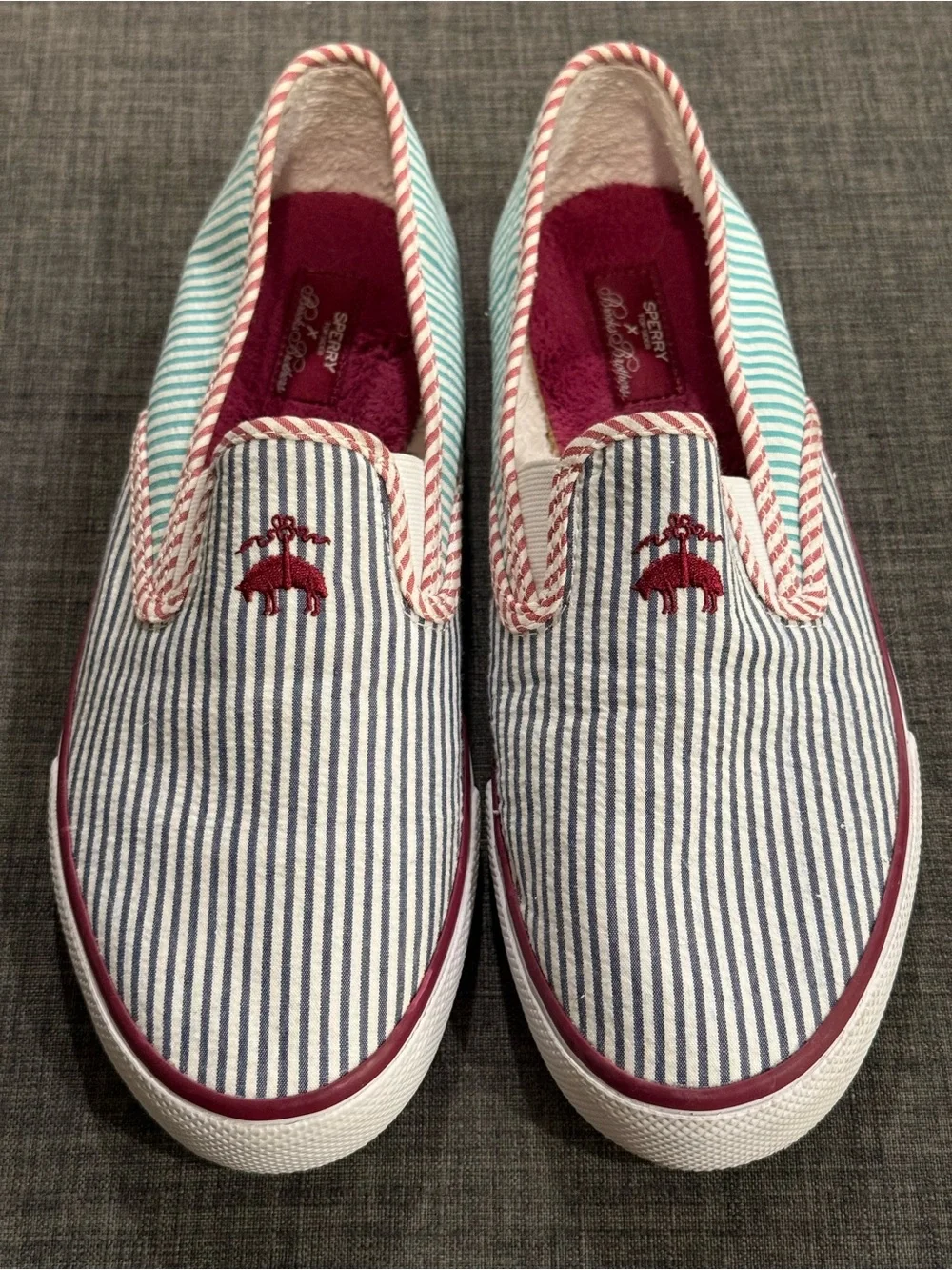 Sperry X Brooks Brothers Seersucker Men’s Striped Slip-On Boat Shoes